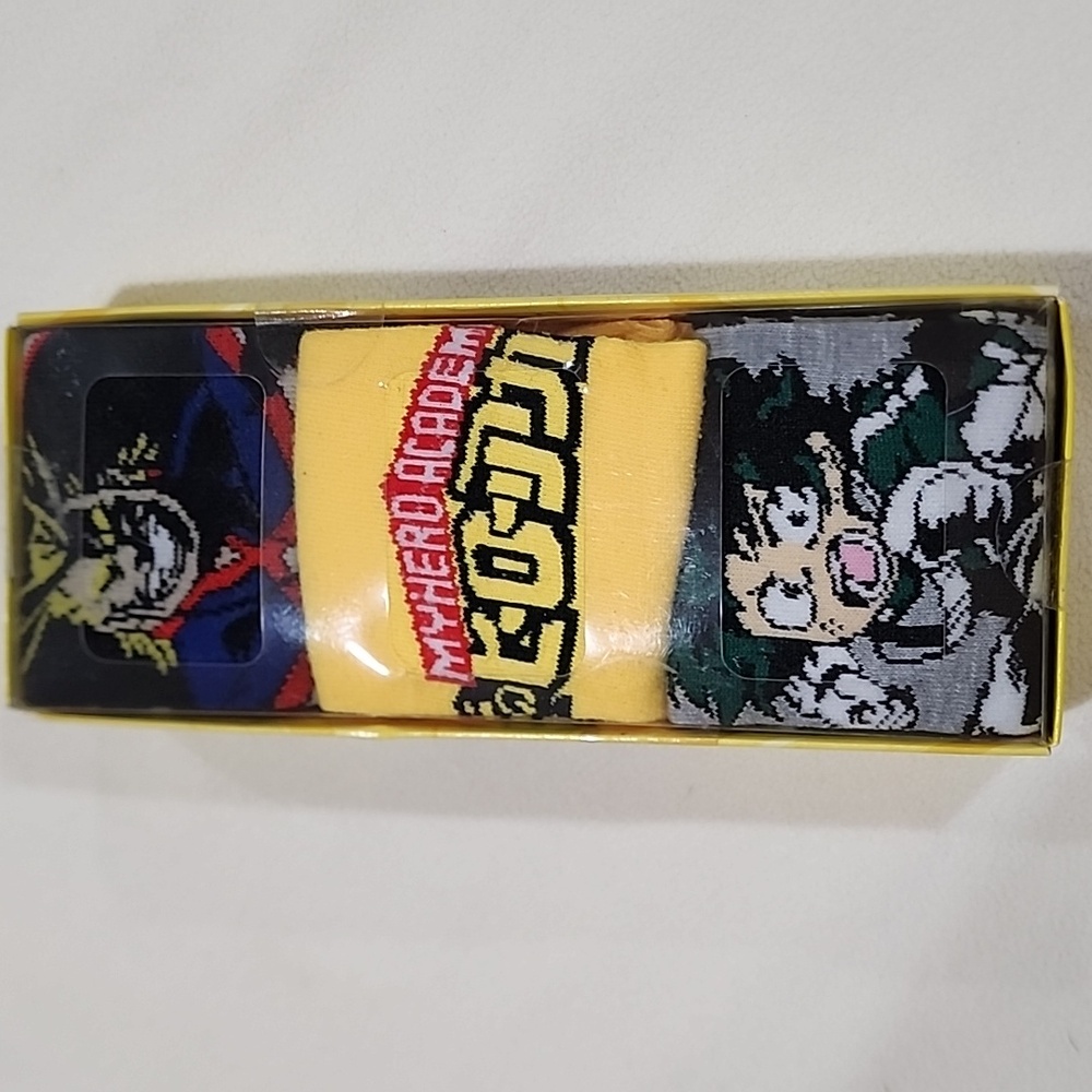 NEW My Hero Academia 3 Pair Crew Socks Fits Shoe Size 8-12